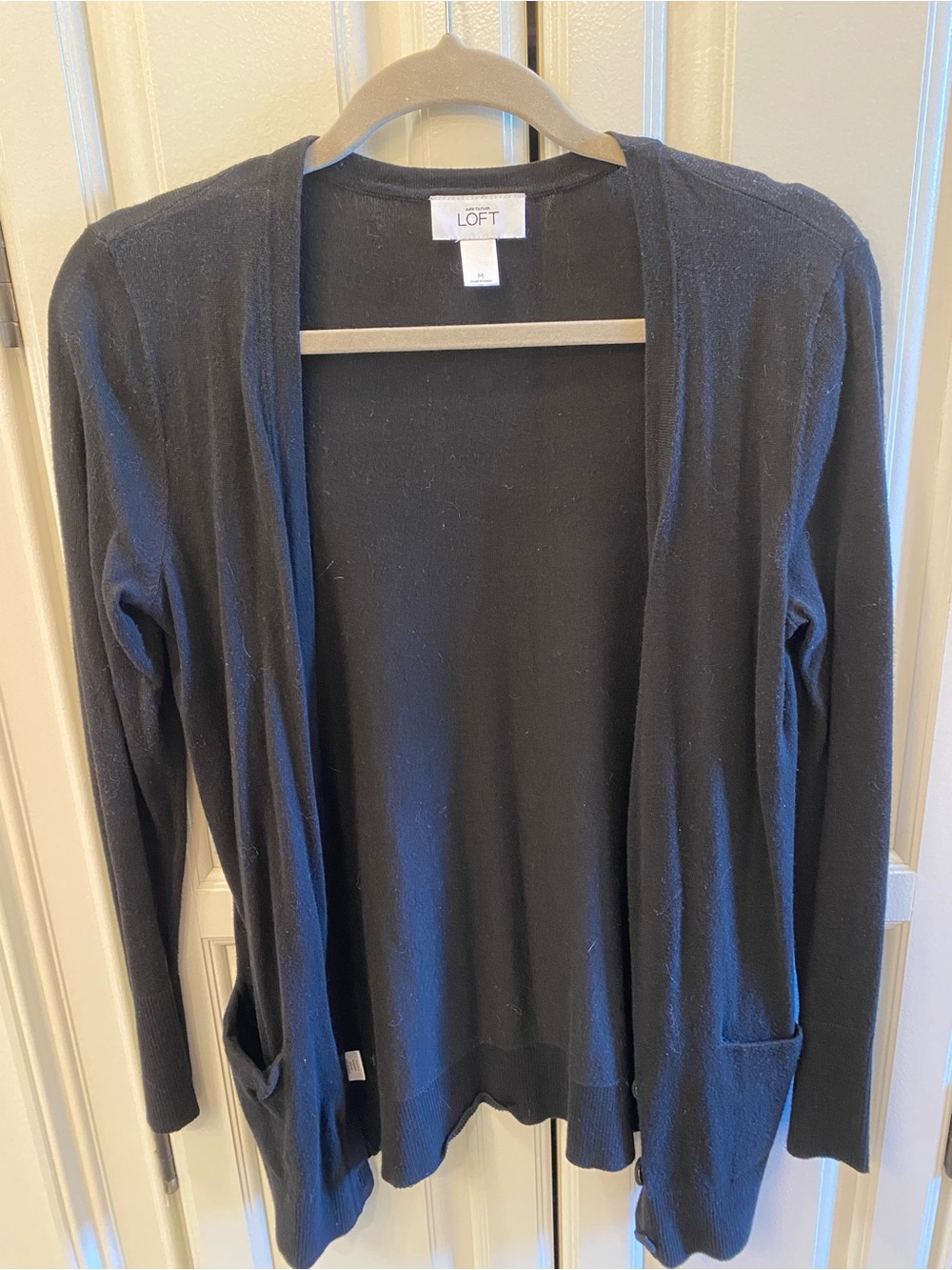 LOFT Black Open-Front Lightweight Cardigan
